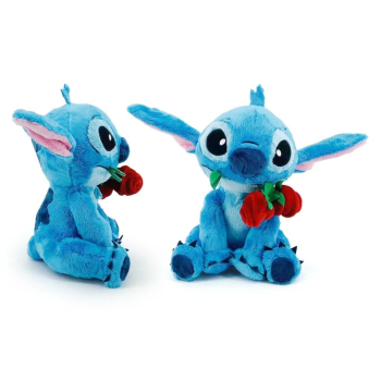 Disney maskotka pluszowa Stitch z różą 25cm